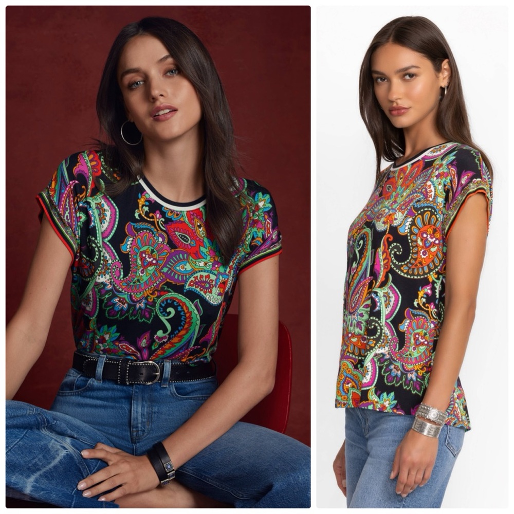 JOHNNY WAS the Janie favorite relaxed tee in cachemir - L NWT - Picture 1 of 5